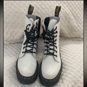 Doc Martens White Leather Boots Size 5